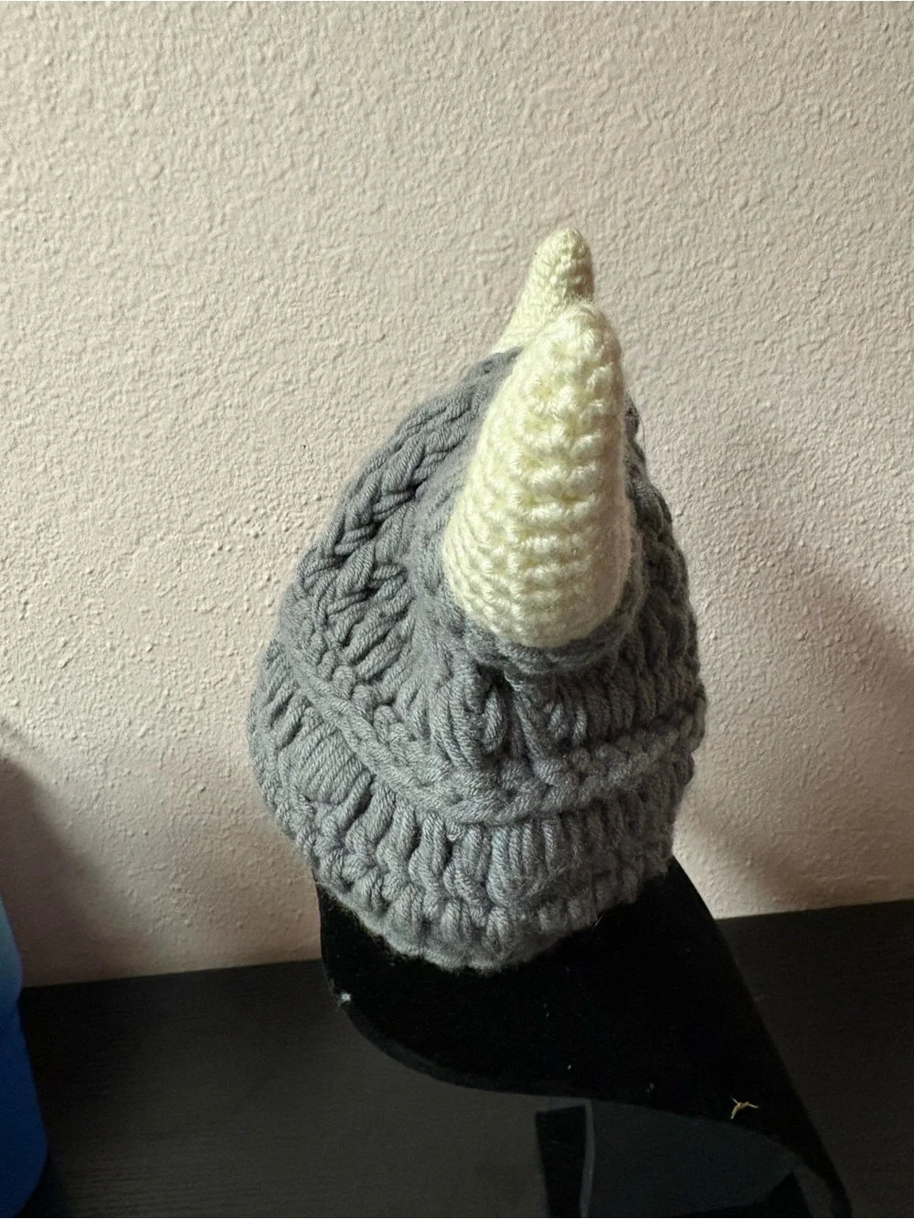 Handmade Baby Viking Horn Crochet Beanie Gray Costume Hat NWOT